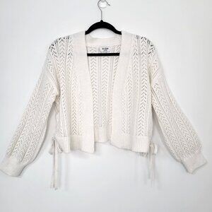 Love Knits Ivory White Crochet Tie-Side Cardigan Coquette Soft Girl